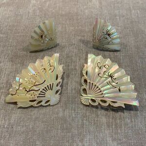 Vintage Mother of Pearl Set of earrings and Scatter Pins (2) in Sterling Silver